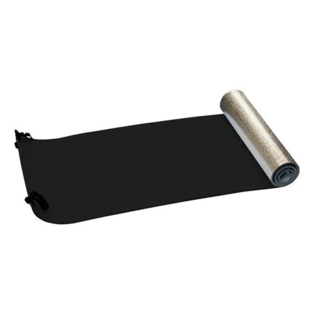 Isolante Termico EVA Aluminizado 180x50 cm 6 mm para Camping | solante térmico EVA, alumínio refletivo, 180x50 cm, 6 mm, 150 g, 2 elásticos, leve, compacto, camping e trilha