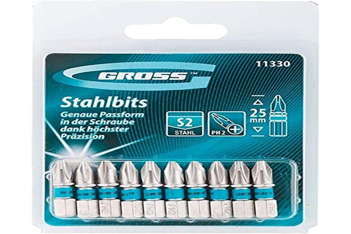 Jogo de Bits Phillips 1/4'' Comprimento 25mm com 10 Peças