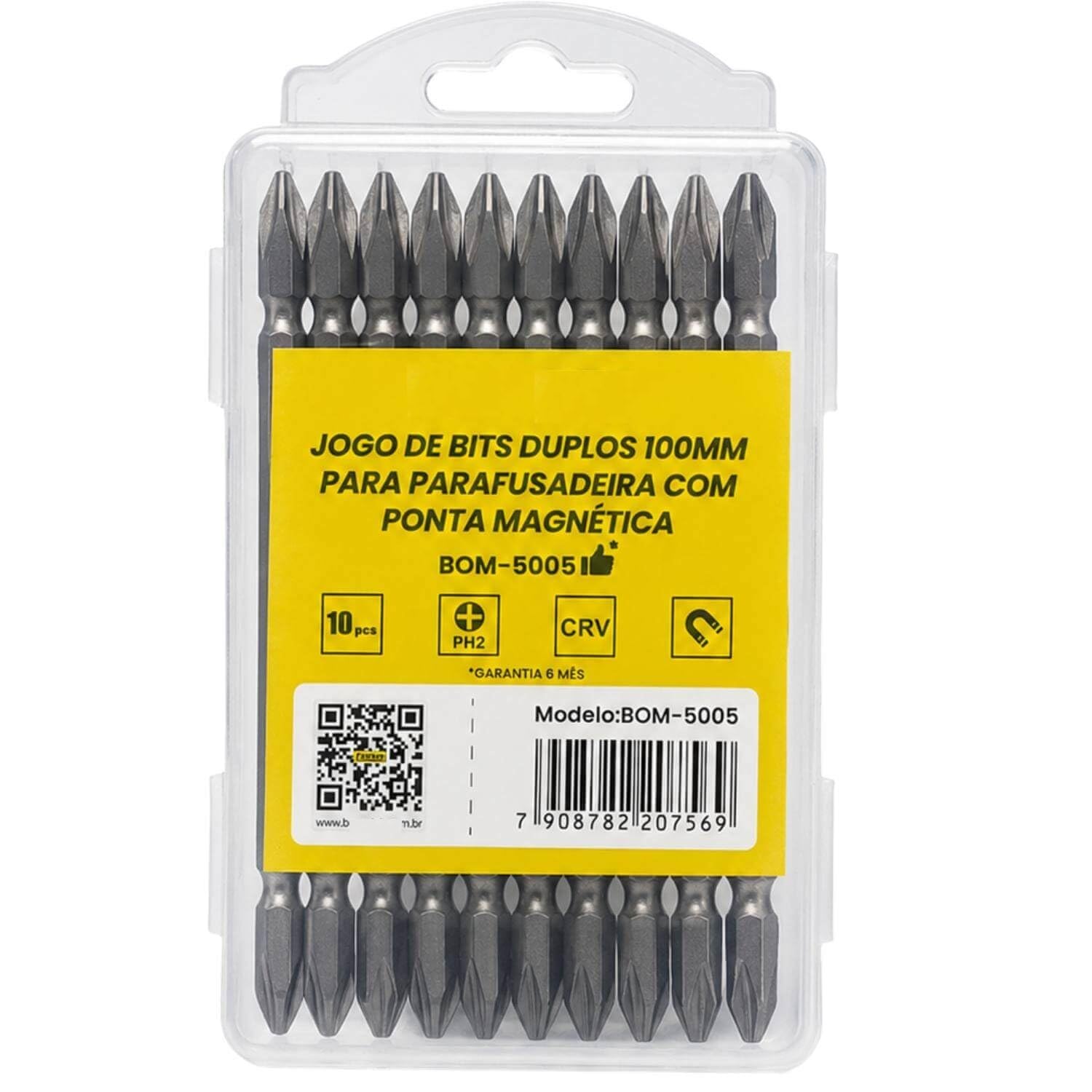 Jogo de Bits Ponteira Dupla Parafusadeira 100MM,10 Ponteiras, Kit 10 Ponteiras de Precisão Magnética para Parafusadeira – Fixação Perfeita, Zero Frustração