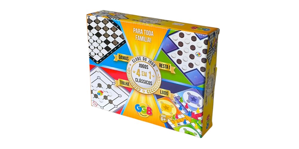 Ggb plast Brinquedos Jogo de Tabuleiro 4 Jogos em 1 Damas, Trilha, Ludo e Resta 1, GGB Plast, Multicor, 1045
