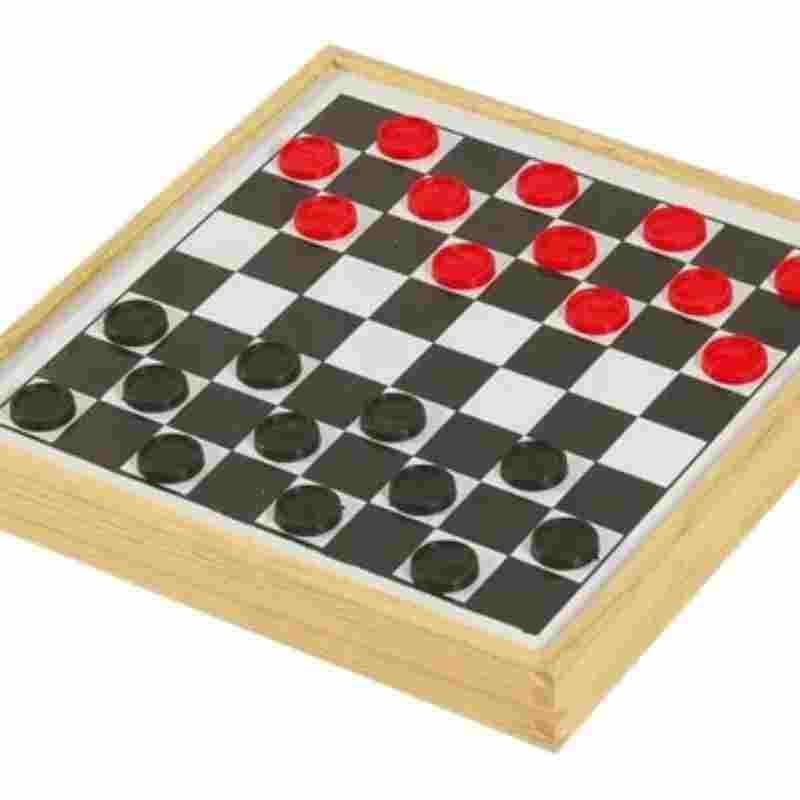 Supertela Artefatos De Madeira - Jogo de Tabuleiro Dama e Trilha - medidas 31x31x4 cm