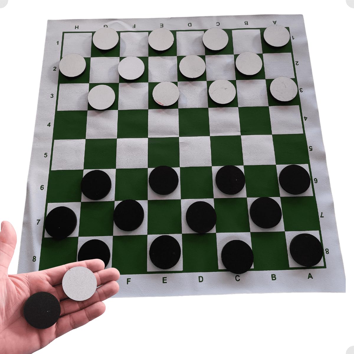 Jogo de Damas Gigante Tabuleiro Escolar 40x40cm em Napa Dobrável