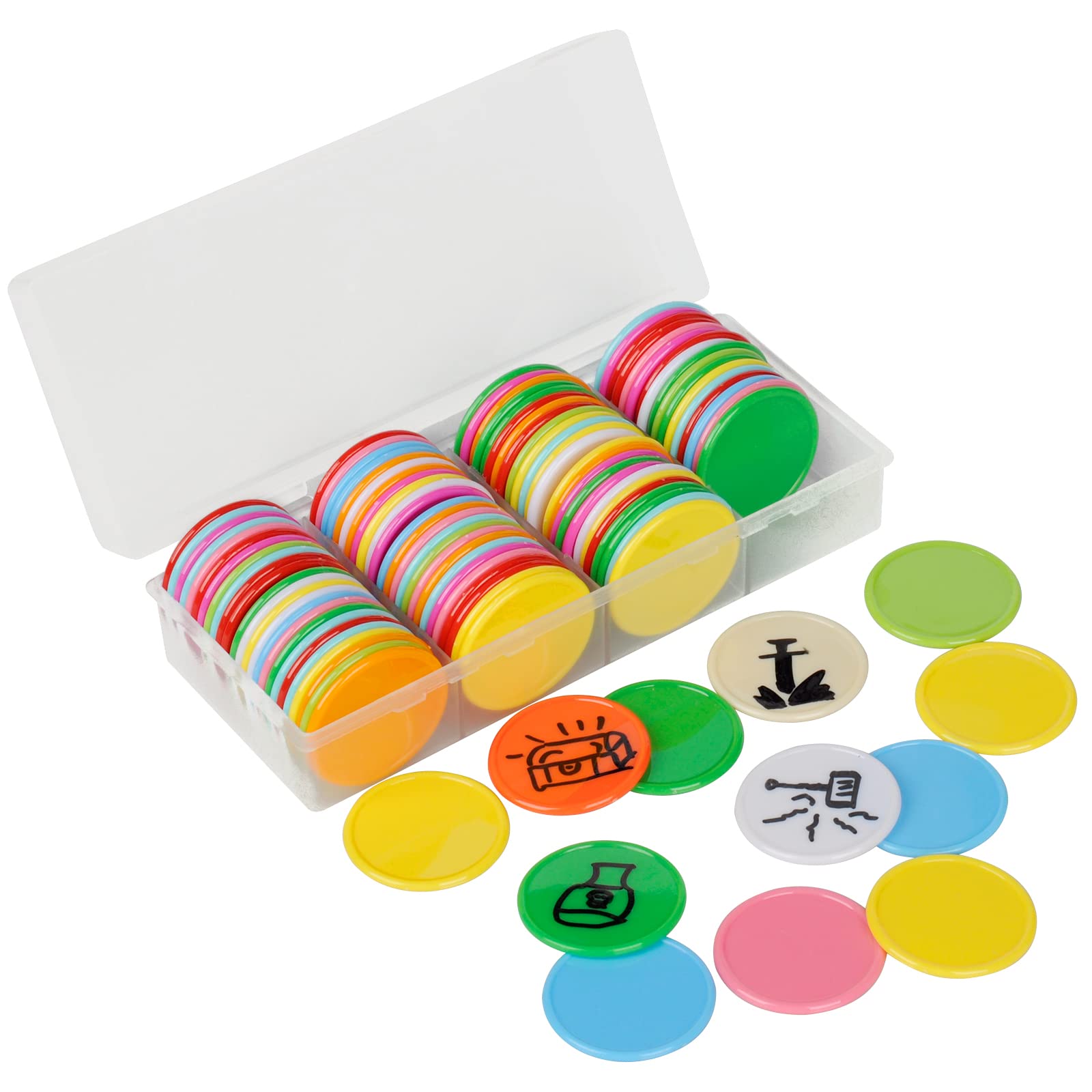 CZYY DND Conjunto de 100 fichas apagáveis a seco e molhado – Discos de jogo personalizáveis e reutilizáveis de 3,8 cm para Dungeons & Dragons, MTG, clipes de bingo e qualquer RPG de mesa