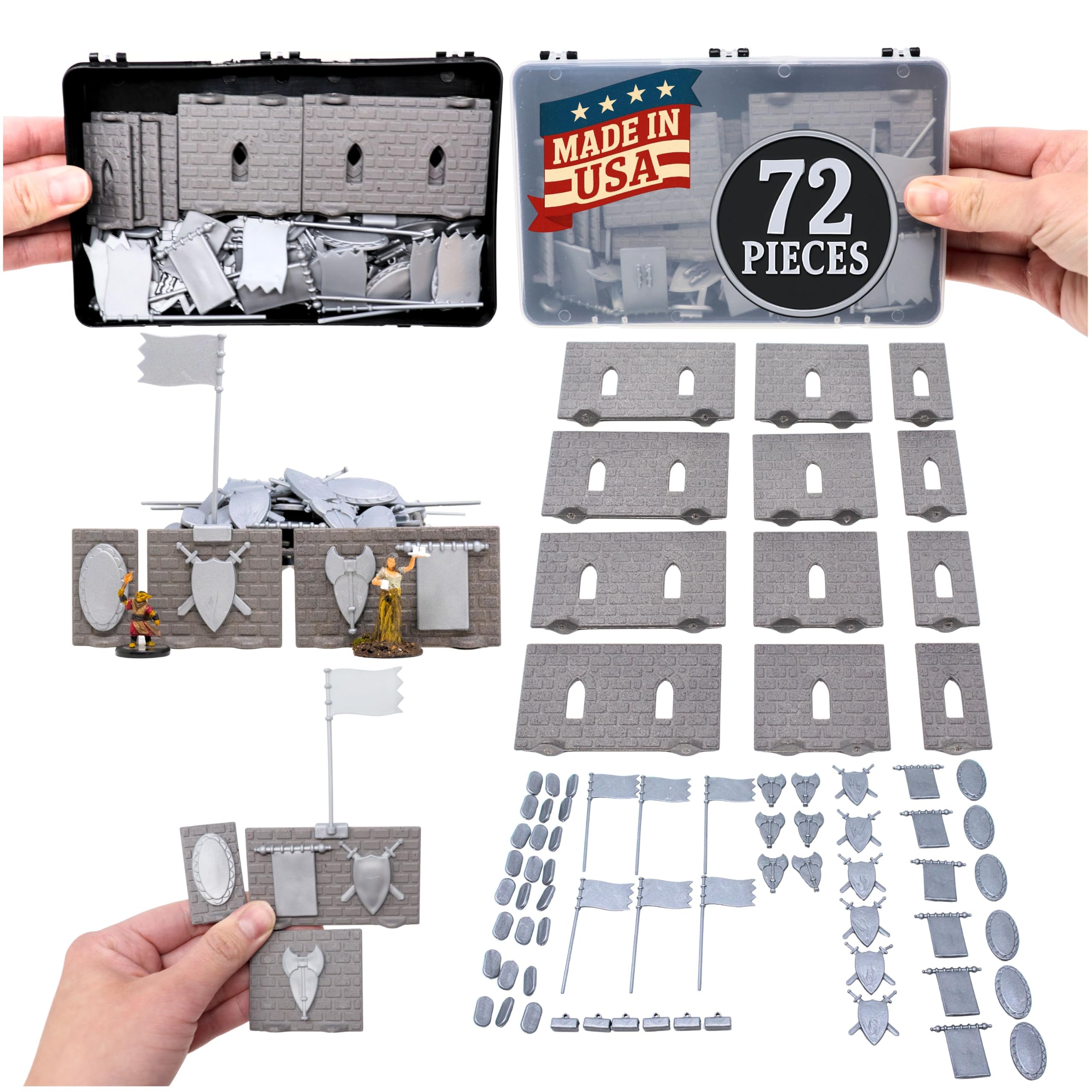 Expansão DCD Castle Decor : Jogo de mesa e RPG Terrain para Dungeons & Dragons, Pathfinder, Castelos e Cruzadas, 13ª idade, Runequest, Asunder, Zombicide, Imperial Assault e mais! (72 peças)
