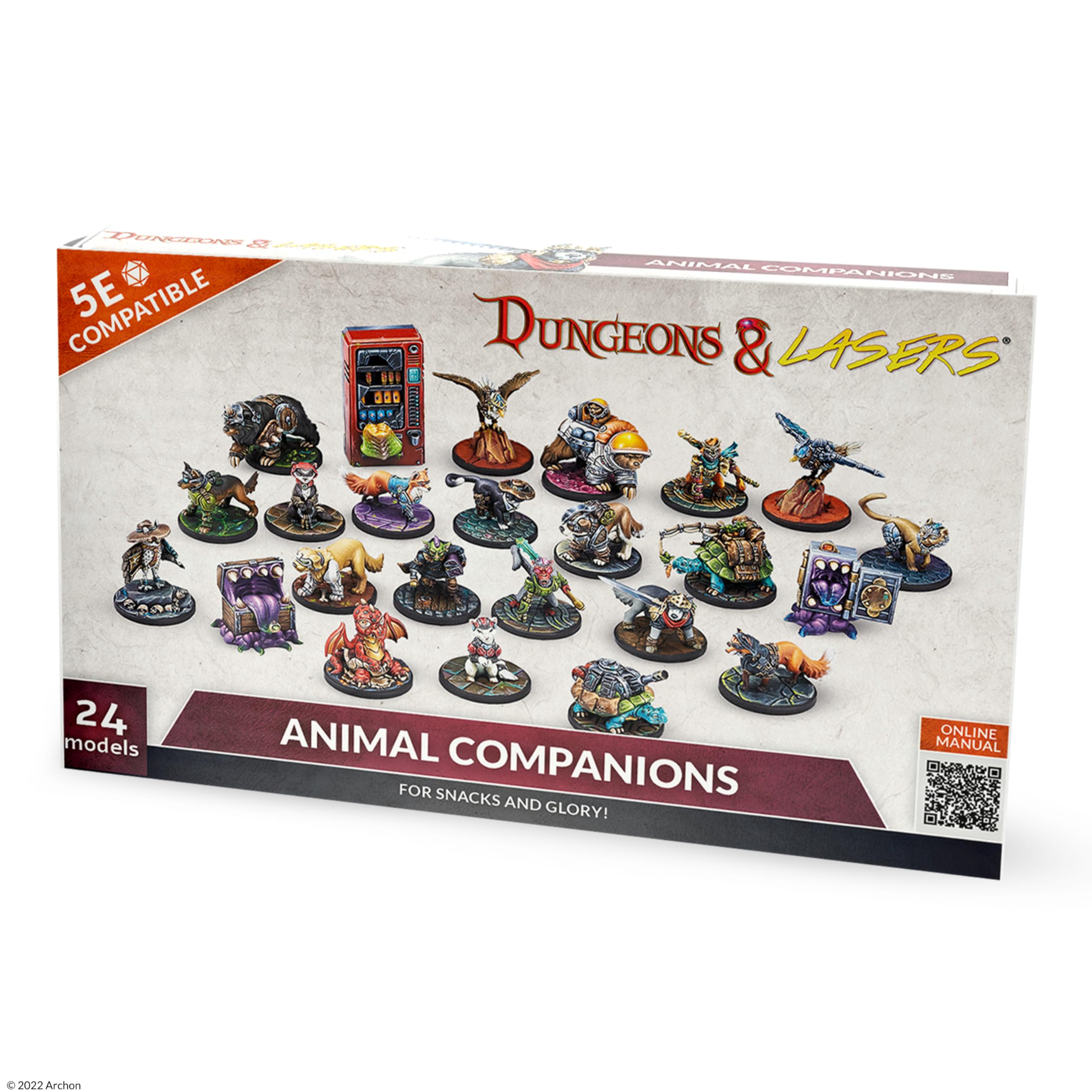 Archon Studio Dungeons & Lasers: Animal Companions 28 mm sem pintura e desmontado - Conjunto de jogo de terreno de mesa e RPG para masmorras e lasers - 25 peças para idades a partir de 14 anos (ARCDNL0011)