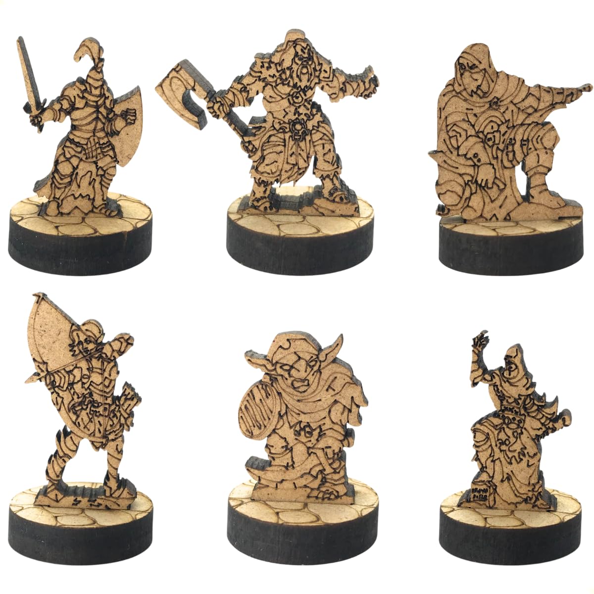 Genérico - Kit 6 Miniaturas Heróis Personagens RPG de Mesa D&D MDF