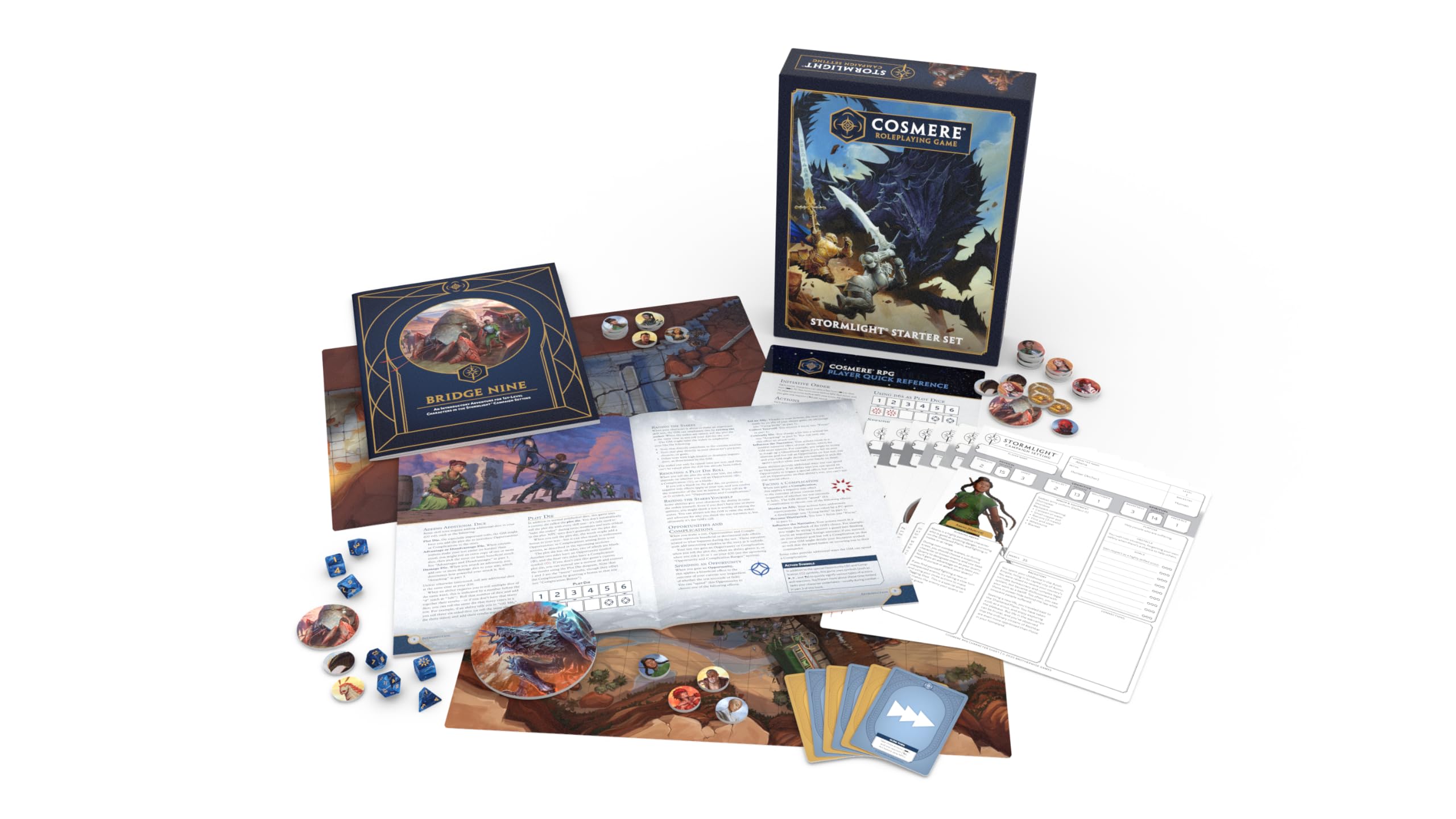 Cosmere RPG – Conjunto para iniciantes Stormlight, kit completo de RPG de mesa da Brotherwise Games |Perfeito para maiores de 13 anos | 1 a 6 jogadores | Meias de aniversário e Natal | 1-6 jogadores, introdução completa para iniciantes a Roshar, indicado ao prêmio Origins 2026
