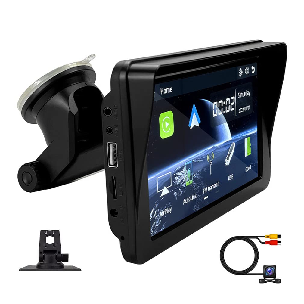XRC TECH Tela sensível ao toque IPS de 7 polegadas, estéreo para carro sem fio Carplay Android, leitor multimídia automático, Bluetooth, viva-voz, compatível com Air Play, Mirror Link, FM/AUX/USB/TF, navegação de carro