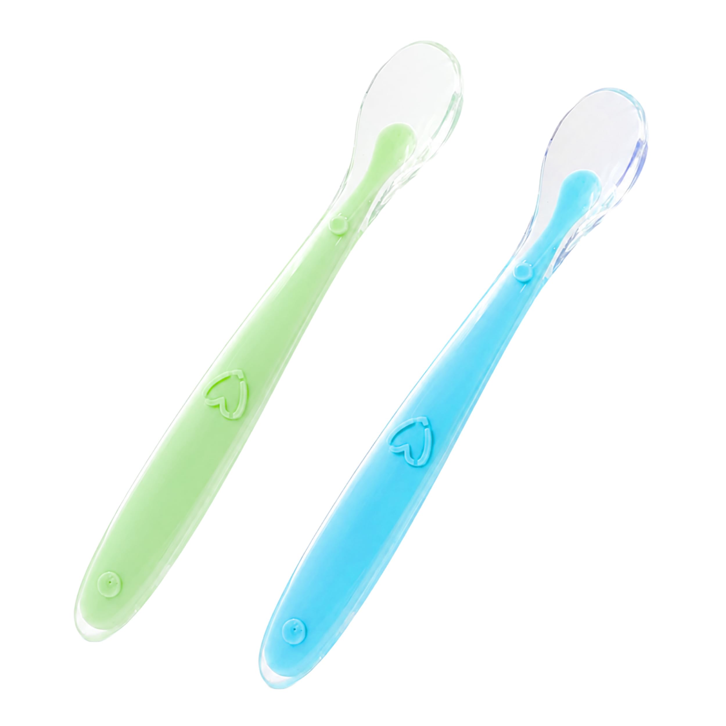 Kit 2 Colheres de Silicone para Bebê Ponta Macia e Arredondada para Introdução Alimentar Colher Infantil para Papinha e Primeiras Refeições (Azul e Verde)