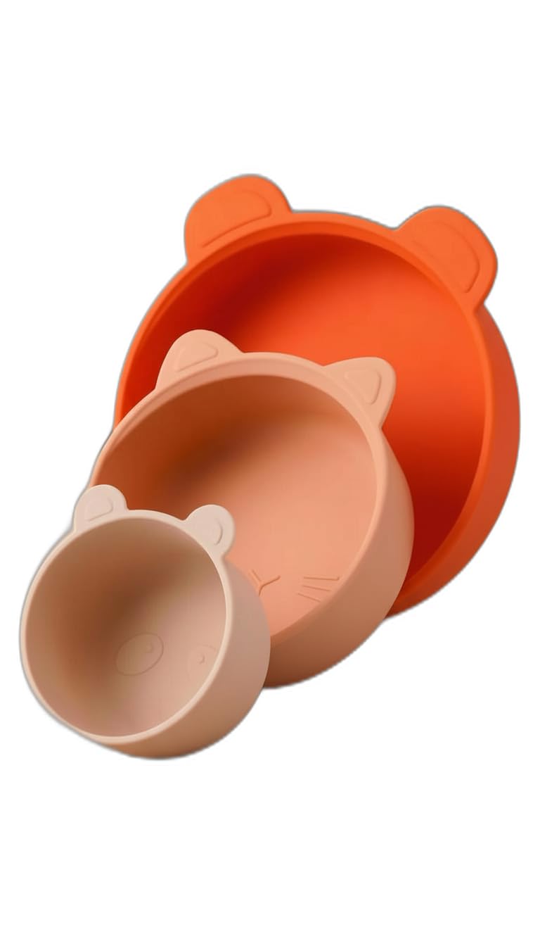 Kit 3 Tigelas e Prato em Silicone Bebê Infantil