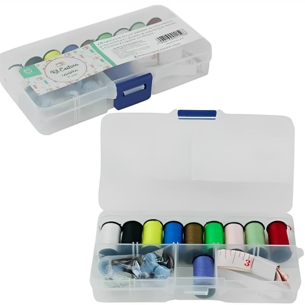 【Kit De Costura 33 Peças 】 P/Viagem Botão 33 Peças Mais Estojo, Kit Costura Profissional, Linhas,Agulhas, Dedal de plástico, Fita Métrica, Kit De Costura Prática,Kit De Costura, "Shop Brasil"