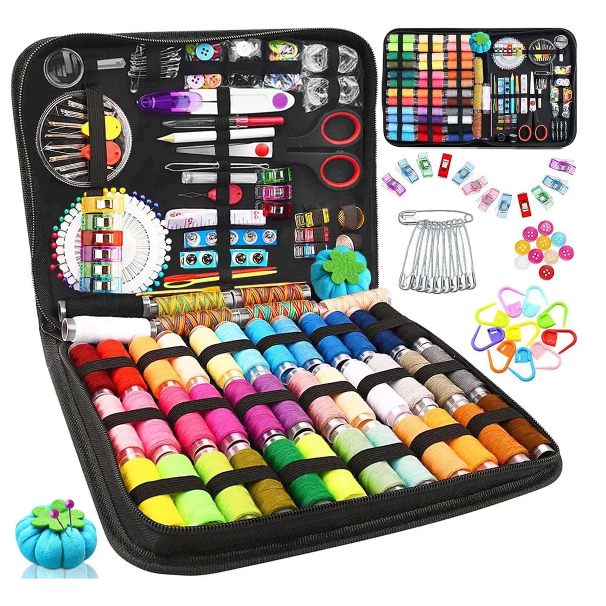 ALTOMEX Kit de Costura Completo, 304 Peças, com Linhas Coloridas, Tesoura, Agulhas e Acessórios, Estojo Portátil