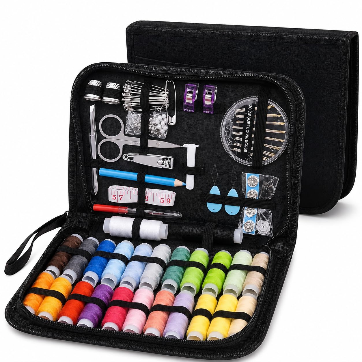 Kit de Costura E Linhas Completo C/ 96 Peças PREMIUM , para Reparo Com Estojo Preto Kit de Costura, Costura, Linha de Costura, Agulha de Costura, Costura Acessórios, Para Reparo Com Estojo Preto PREMIUM
