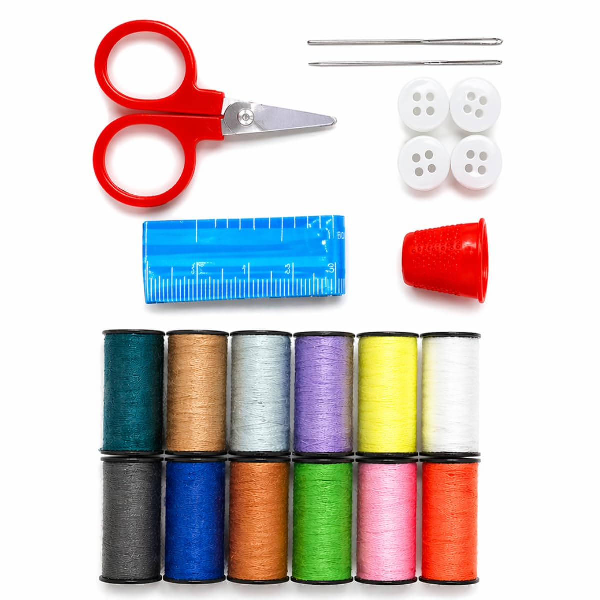 Kit de Costura Completo Portátil 21 Peças com Agulhas Linhas Tesoura Fita Métrica e Dedal Ideal para Viagens e Reparos Rápidos