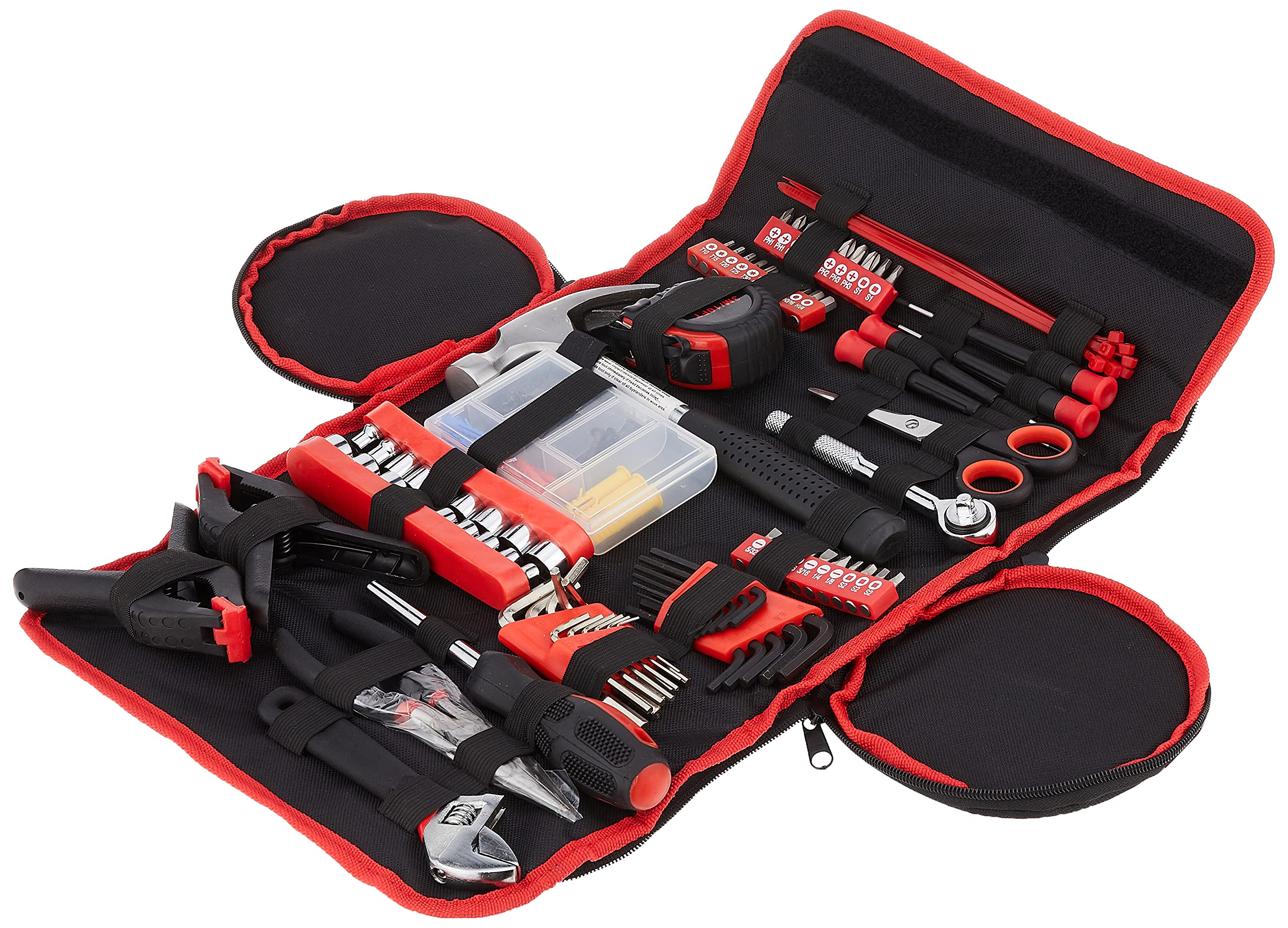 Conjunto de ferramentas manuais domésticas de 86 peças com bolsa dobrável – Kit de ferramentas com chaves de fenda, alicates, chaves inglesas e muito mais – Ótimo para casa ou carro Stalwart