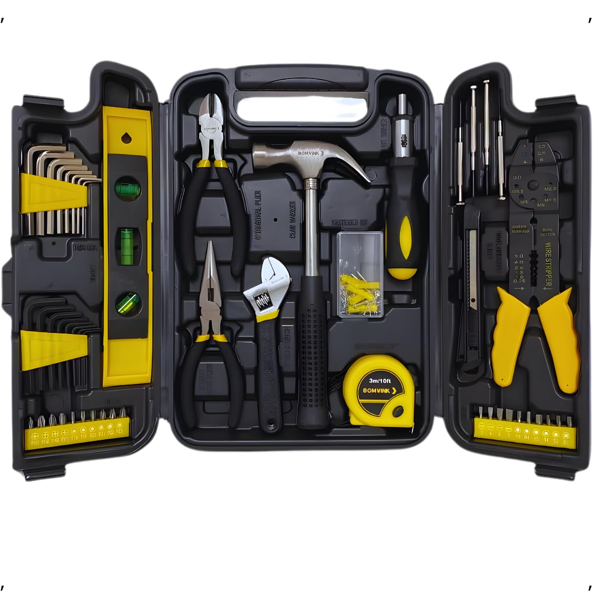 Kit de Ferramentas 126 Peças com Maleta Completa – Jogo de Ferramentas Manuais para Casa, Oficina e Reparos – Martelo, Alicate, Chaves, Bits, Trena – Portátil, Resistente e Durável