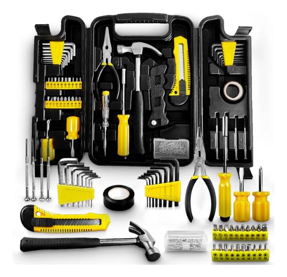 Kit de Ferramentas 200 Peças com Maleta Completa – Alicates, Chaves, Martelo, Soquetes, Bits e Acessórios para Reparos Domésticos, Automotivos e Uso Profissional