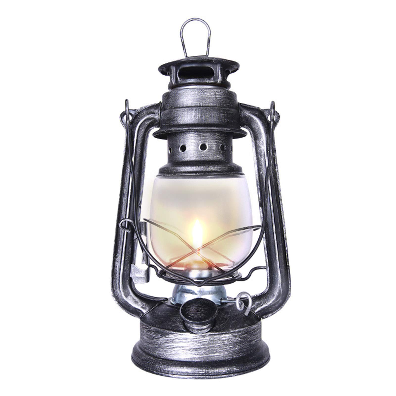 Lanterna De Querosene Portátil 24 5 11 cm Lampião Furacão Com Alça Ferro - Iluminação Para Camping Decoração Rústica
