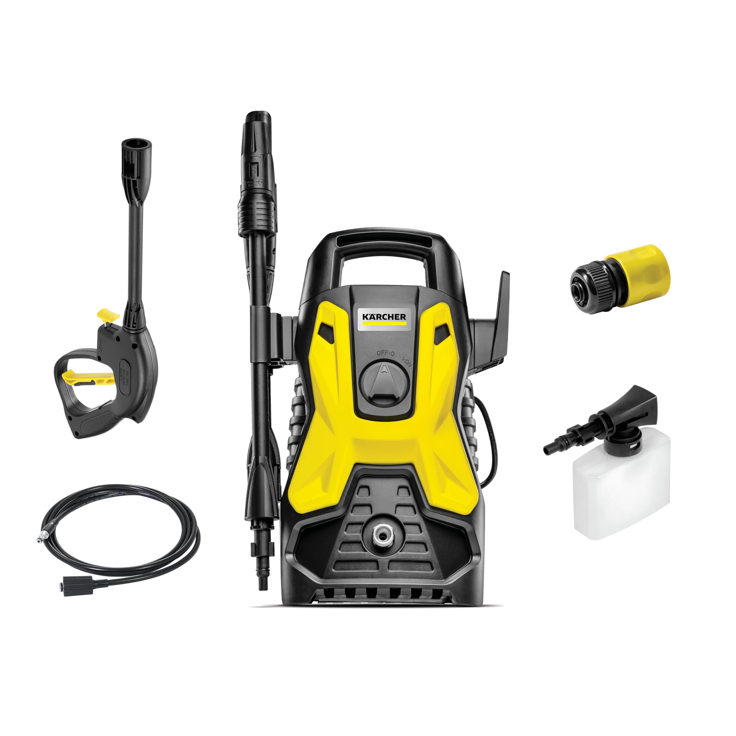 Kärcher Lavadora de Alta pressão Prática Black, 1500 PSI/Libras, 1400W, 300L/h com Aplicador de Detergente e Lança Regulável 220V, Energia elétrica
