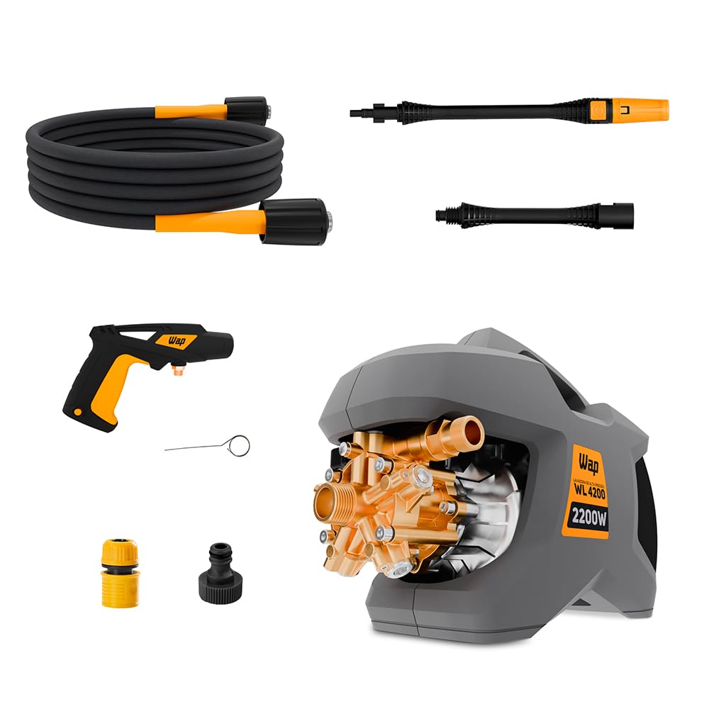 WAP Lavadora Profissional de Alta Pressão WL 4200 5 Pistões 2200W 1305PSI Vazão 510L/H Motor de Indução Stop Total Cinza e Preto 127 Volts