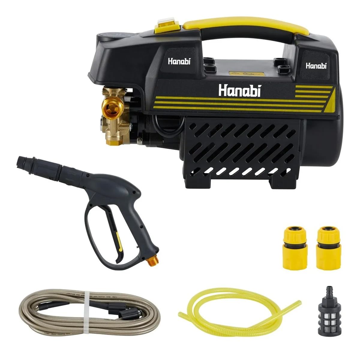 Hanabi Lavadora de Alta Pressão Profissional Motor Indução com Bico 127V | 60bar/870PSI, 5.5 L/min(330 L/H) 1500W com Bico Turbo, Jato em Leque e Concentrado