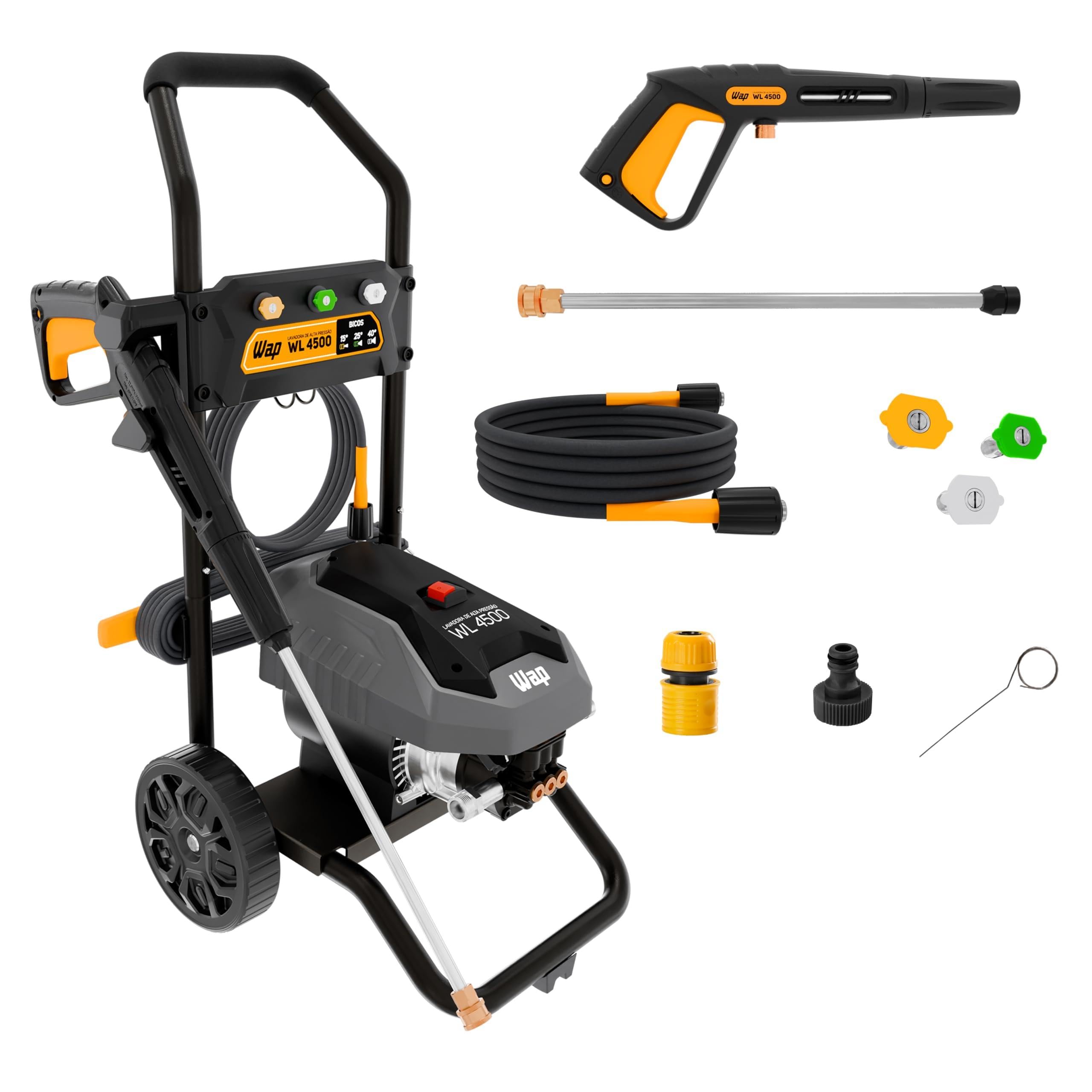 WAP Lavadora Alta Pressão WL 4500 Profissional 2200W 2000psi 500l/h Stop Total e 3 Bicos de Alta Pressão (110, Volts)