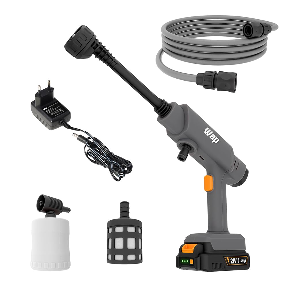 WAP Lavadora de Alta Pressão à Bateria 21V WAP K21 HPW01 330 PSI 4L/min 6 Jatos Aplicador de Detergente Mangueira 6 Metros