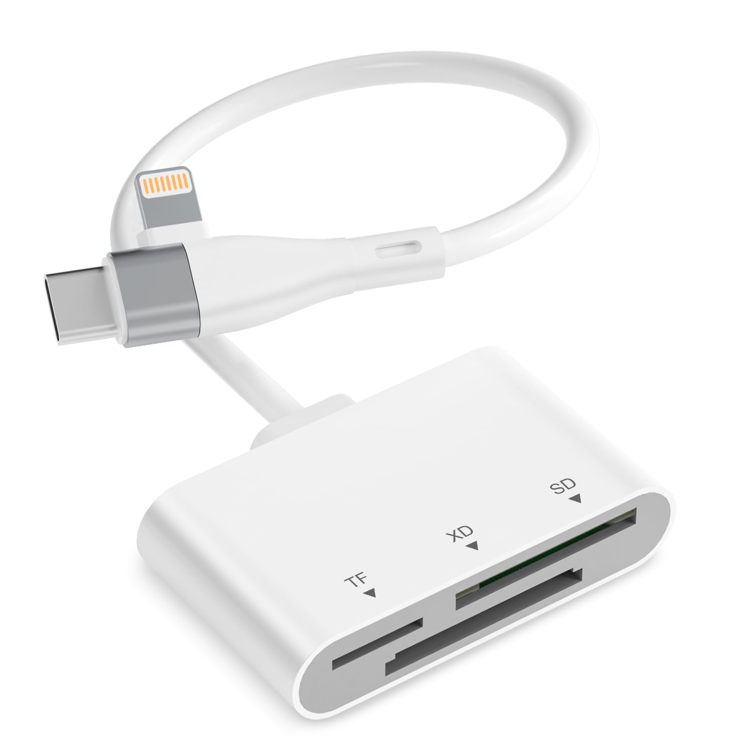 Leitor de cartão XD, leitor de cartão SD Lightning/USB-C para iPhone, adaptador de cartão SD/TF/XD 3 em 1 para iPhone 17/16/15/14/Macbook/Android/PC, compatível com leitor de cartão de imagem Olympus