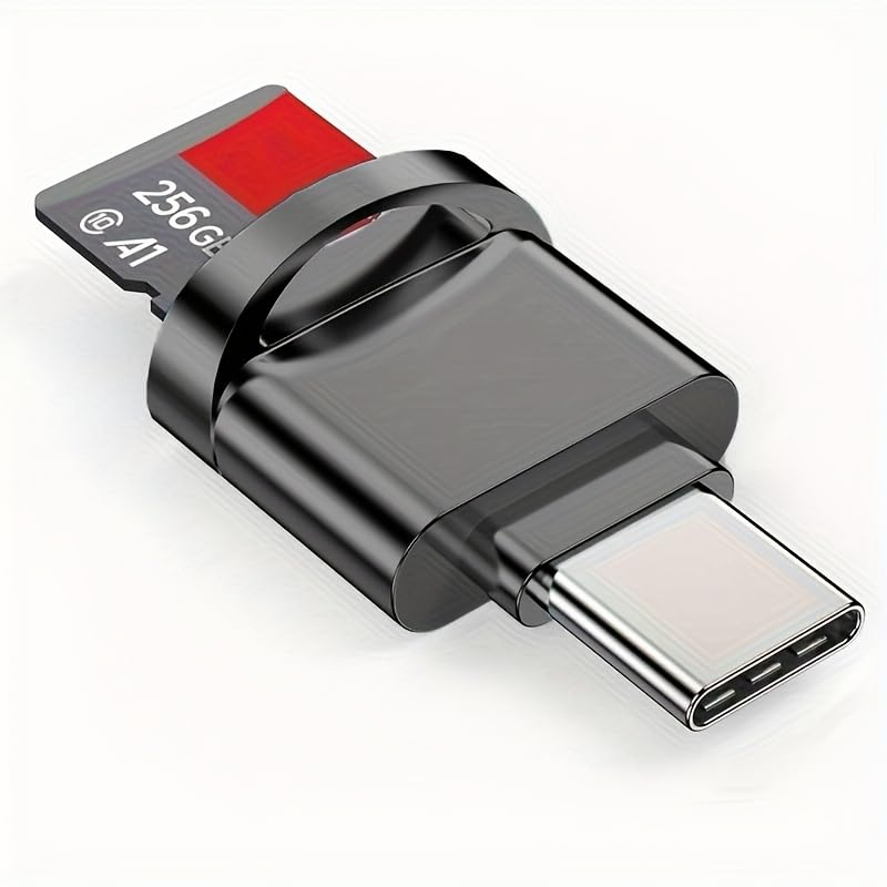 Leitor de cartão duplo USB-C e USB para cartões SD e TF - acabamento metálico de alto brilho - capacidade de 256 GB - compatível com MacBook, Samsung Galaxy, laptops e muito mais, transferência de