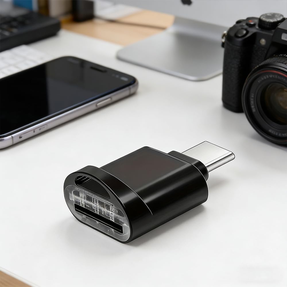 Leitor de cartão duplo USB-C e USB para cartões SD e TF - capacidade de acabamento metálico de alto brilho - compatível com laptops e muito mais, transferência de dados portátil | design metálico