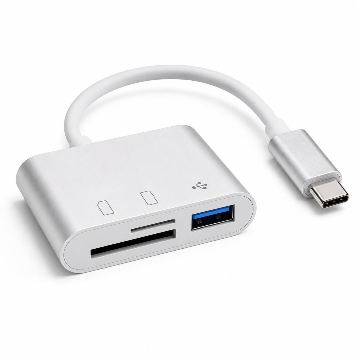 Leitor e Adaptador de Cartão de Memória SD USB-C OTG USB 3.0 3 em 1 para SD, Micro SD e TF | Adaptador de Alta Velocidade para Celular, Tablet, Notebook e Computador | Plug & Play