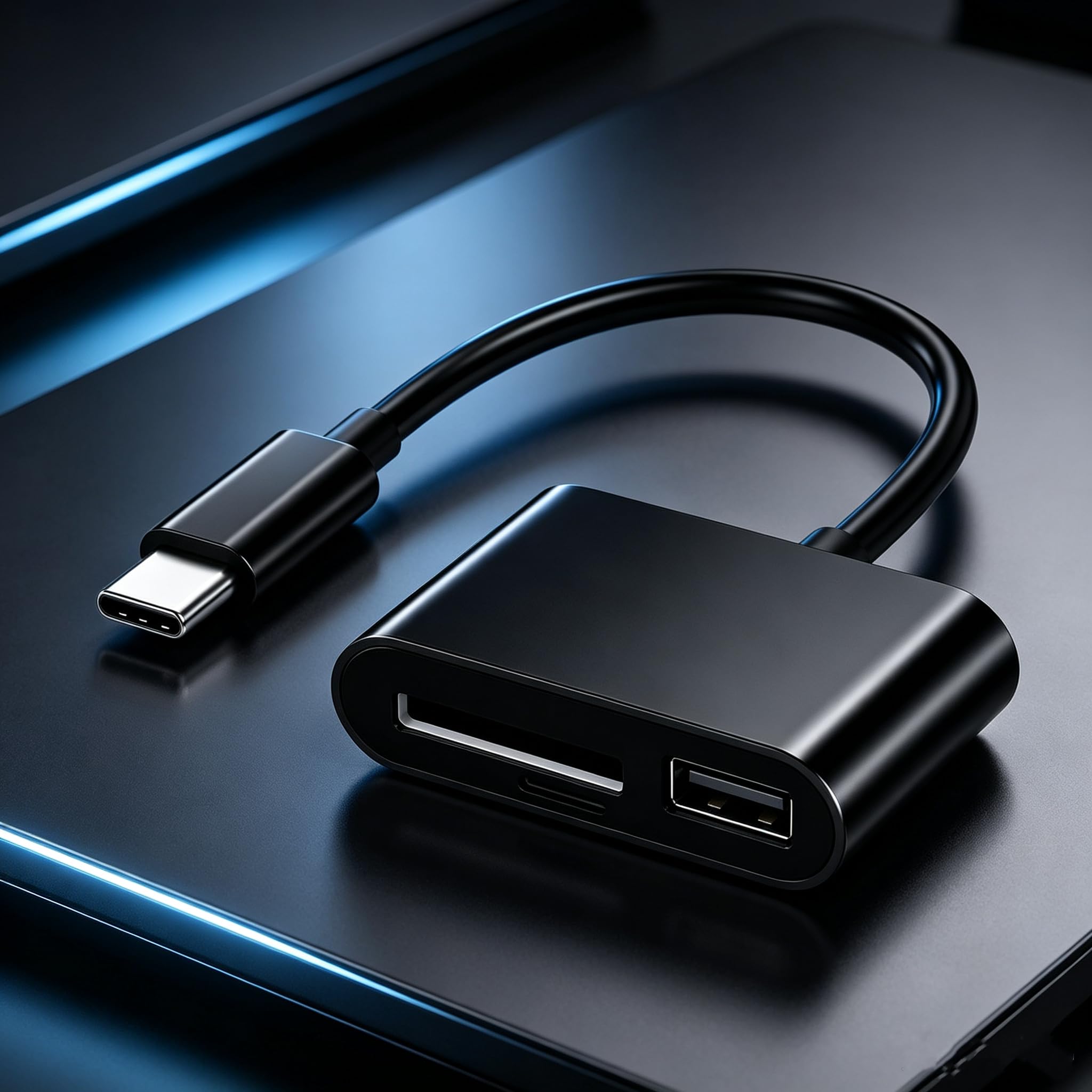 1 leitor de cartão USB-C 3 em 1, adaptador SD TF USB, leitor micro SD | Leitor de cartão multifuncional tipo C com slot SD, slot TF e porta USB, para telefones e tablets, transferência de fotos e