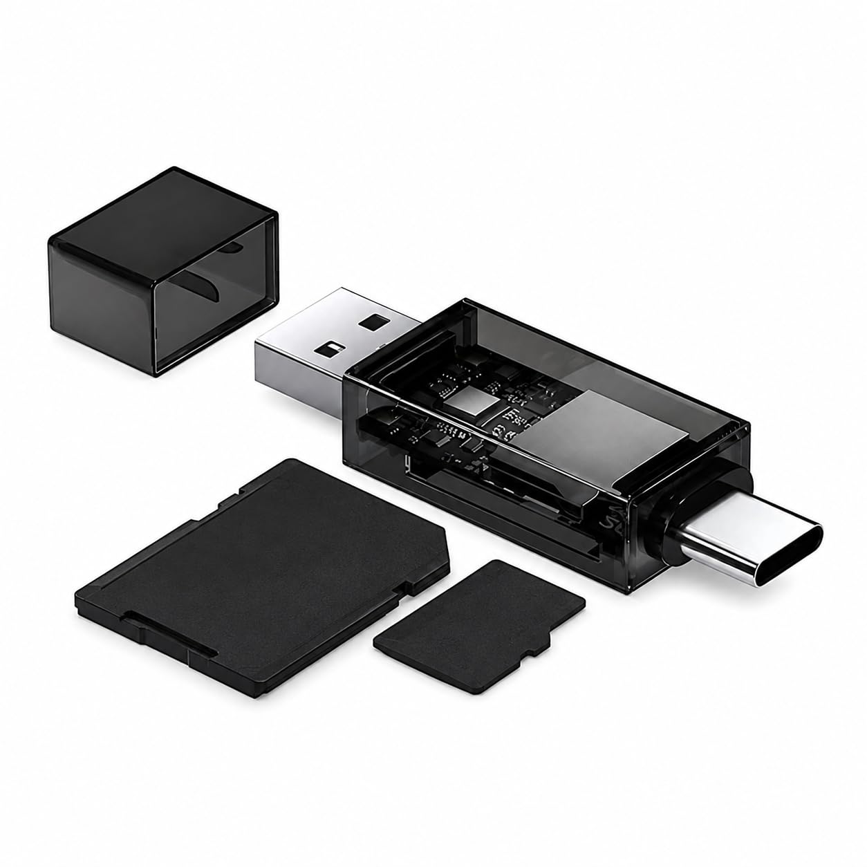 Leitor de Cartão USB-C e USB-A SD Micro SD Adaptador Portátil | Conexão dupla para maior versatilidade de uso Acesso rápido a fotos, vídeos e documentos