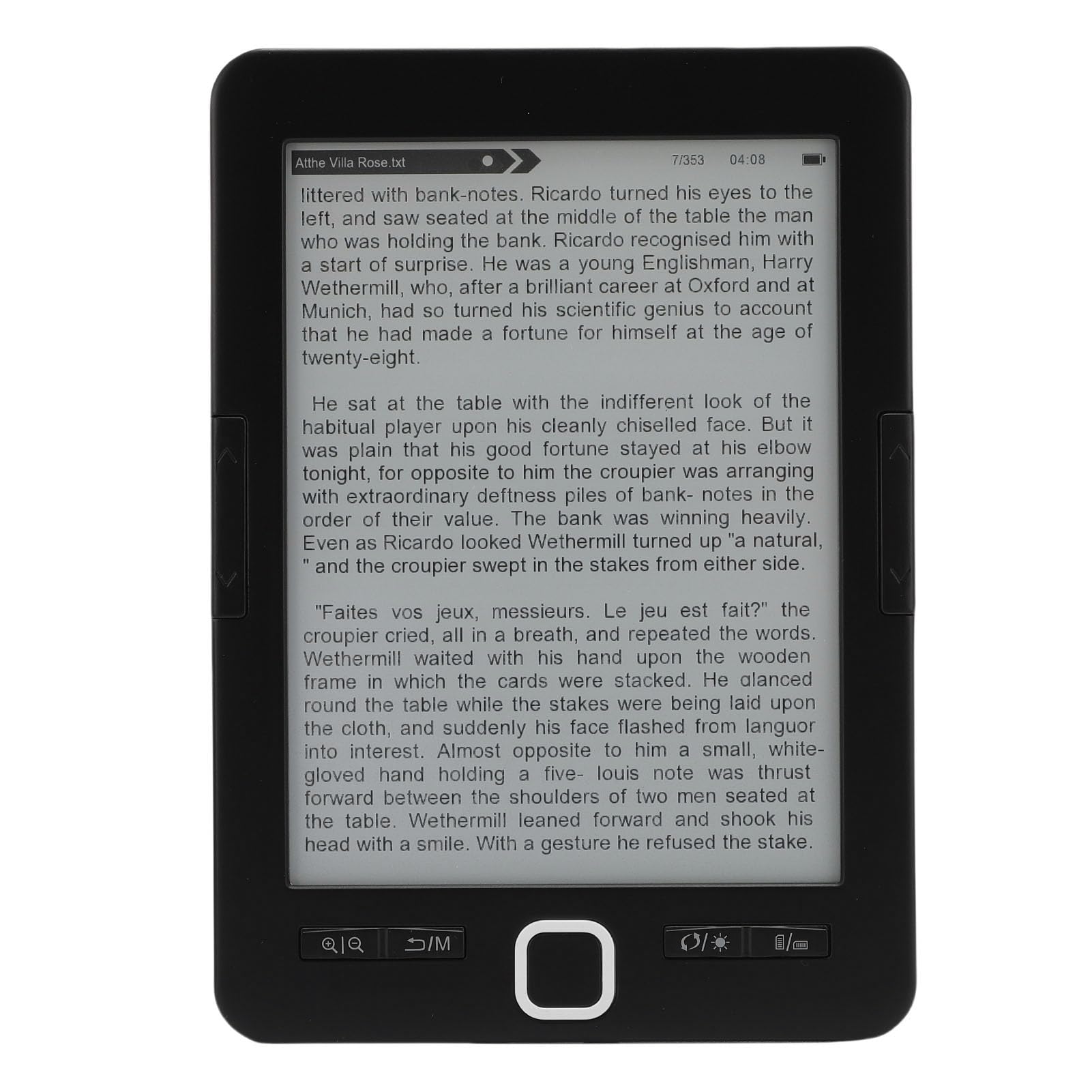 Leitor Eletrônico com Tela de E-ink 6 Polegadas, Armazenamento 8GB, Suporte Vários Formatos para Experiência de Leitura