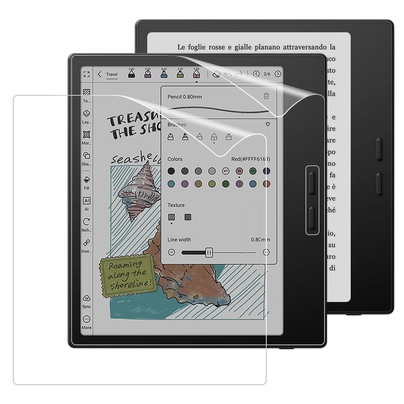 MoKo Pacote com 2 protetores de tela para 17.8 cm BOOX Go 7 B/W 2026, BOOX Go Color 7 | Antibrilho, alta clareza, resistência a impressões digitais e estiramento, antibolhas, filme PET fosco, acessórios