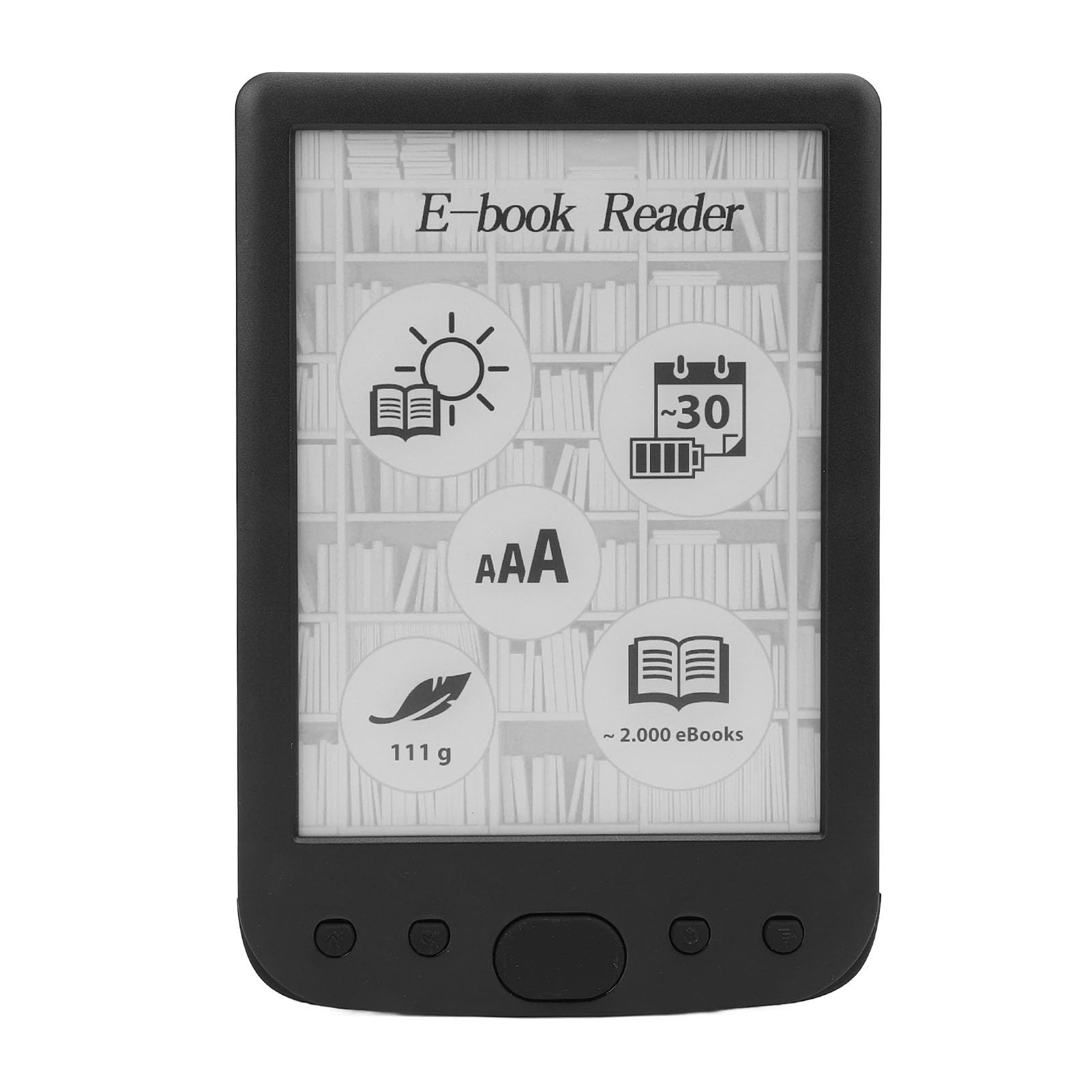 Leitor de E-book de 6, Leitor Eletrônico Sem Brilho e Fácil de Usar, Tecnologia E-Ink Com Tela de Toque HD, ROM de 8 GB Integrado e Expansão de Cartão TF de 32 GB