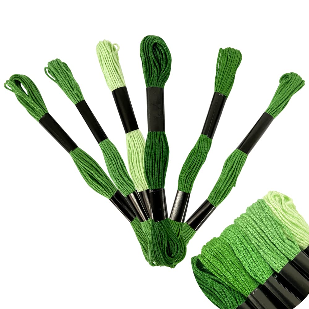 ARTMAK Kit 6 Meadas Linha De Bordar Bordado Manual Ponto Cruz (Meada Verde)