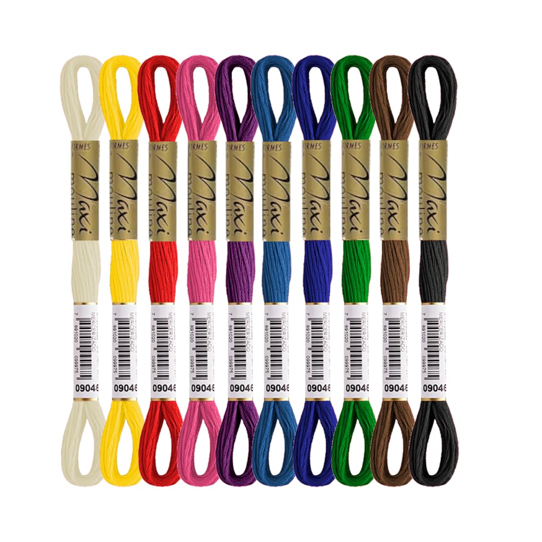 Kit 10 Meadas para Bordado Círculo Maxi Mouline - Cores Básicas
