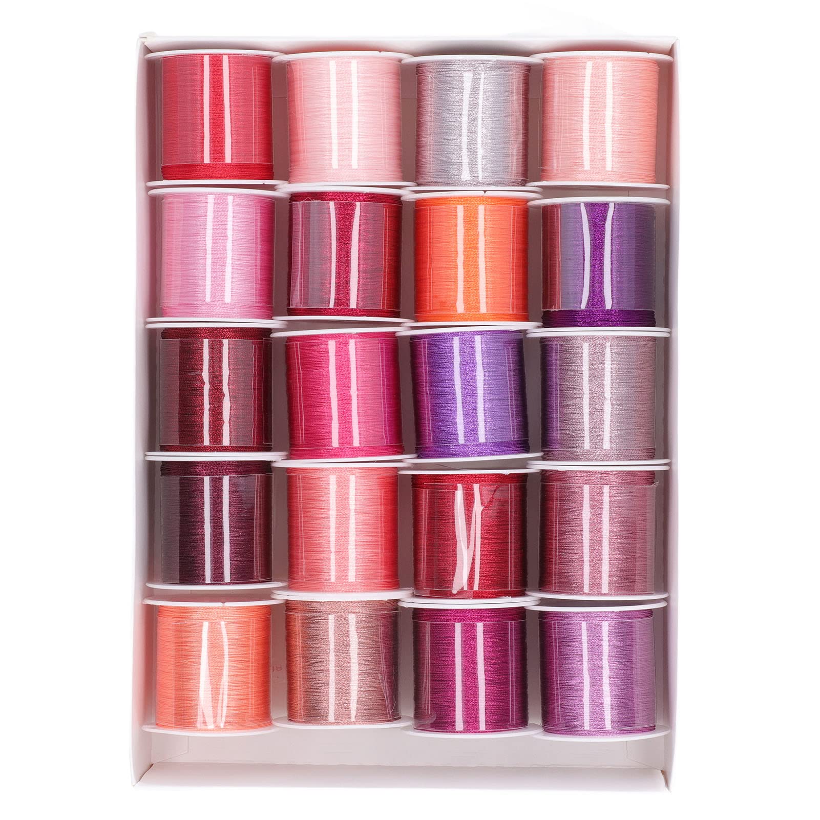 plplaaoo Linha de bordar Linha de costura de poliéster Efeito de brilho colorido DIY Crafting para tricô manual Máquina de costura Material de poliéster 20pcs 110yd
