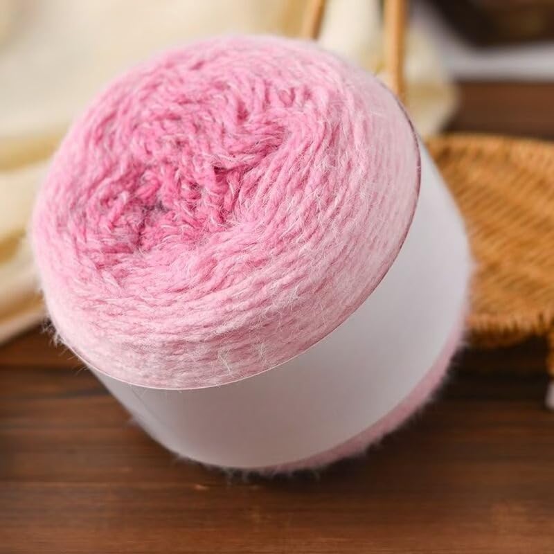 Fio de algodão para crochê, linha de bordado, fio de tricô macio (rosa)