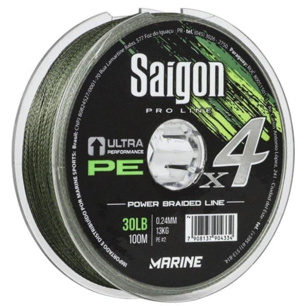 Linha Multifilamento Saigon X4 Verde 30Lbs 0,24mm 100m Marine Sports