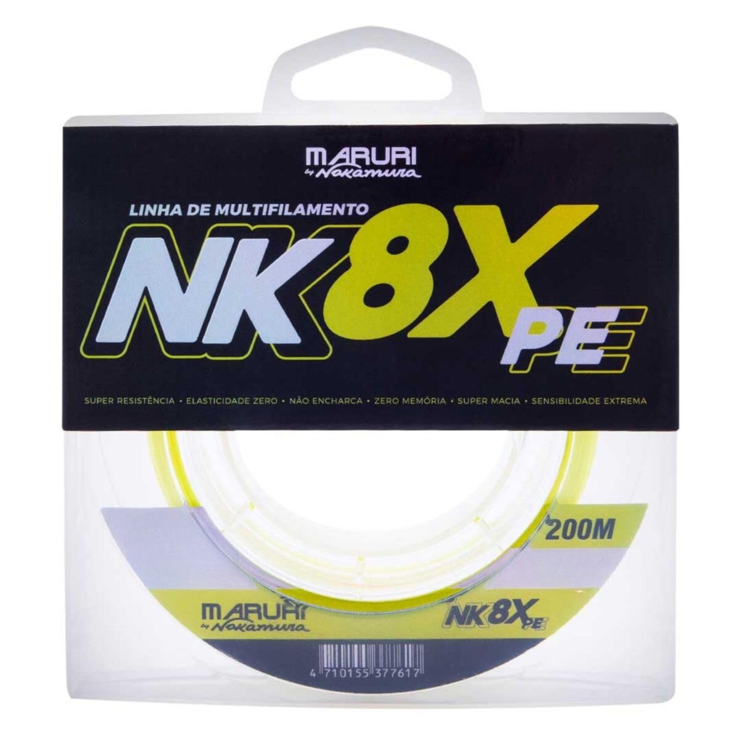 Linha de Pesca Maruri Multifilamento Nelson Nakamura NK 8X PE 200m cor:amarelo;espessura:0.20mm