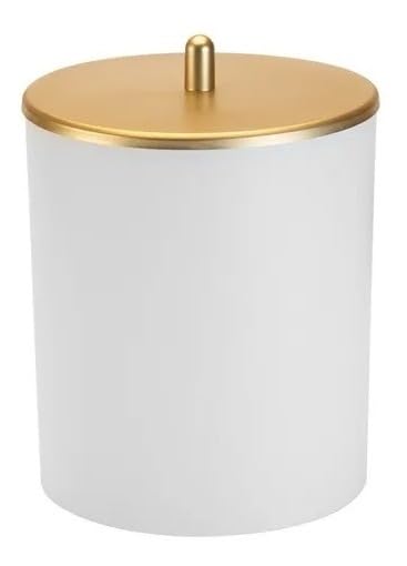 Lixeira de Cozinha Escritório Banheiro 5L Tampa Inox - SELLNEEDS (Branco com dourado)