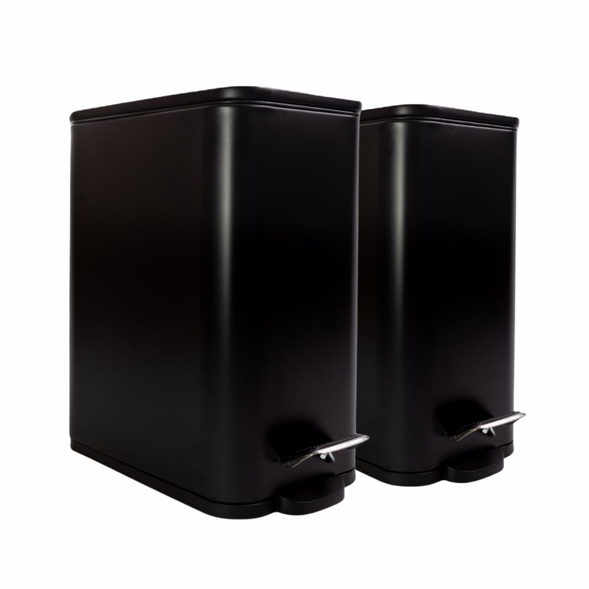 Kit 2un Lixeira 5L Pedal Tampa Fechamento Suave Soft Close Modelo Slim Retângular Premium Compacta Cozinha Banheiro Escritório