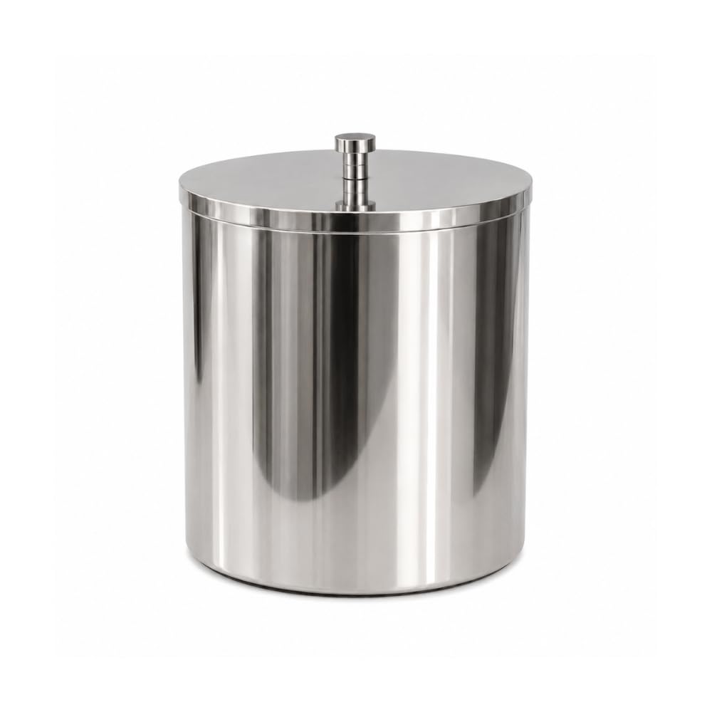 Lixeira de Aço Inox com Tampa 7 Litros 20x25 cm Redonda Prateada para Banheiro e Cozinha