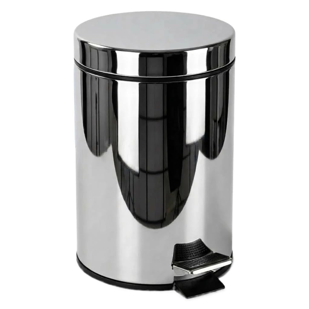 Lixeira Inox Redonda 5L Com Pedal Balde Removível Tampa Cozinha Banheiro Escritório