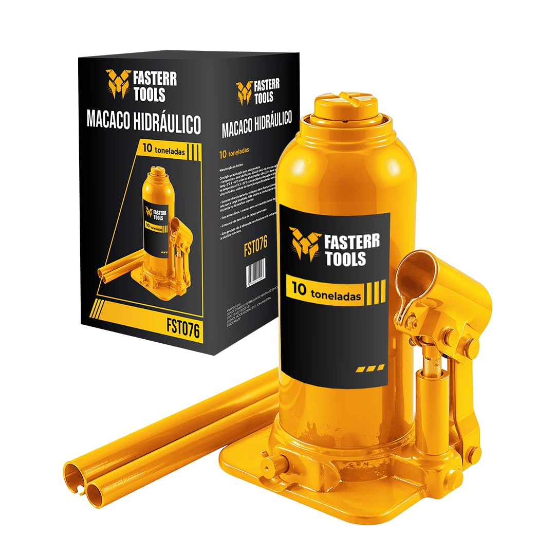 Macaco Hidráulico Garrafa 10 Toneladas – Automotivo Profissional, Válvula de Segurança, Elevação 200-385mm para Veículos e Máquinas