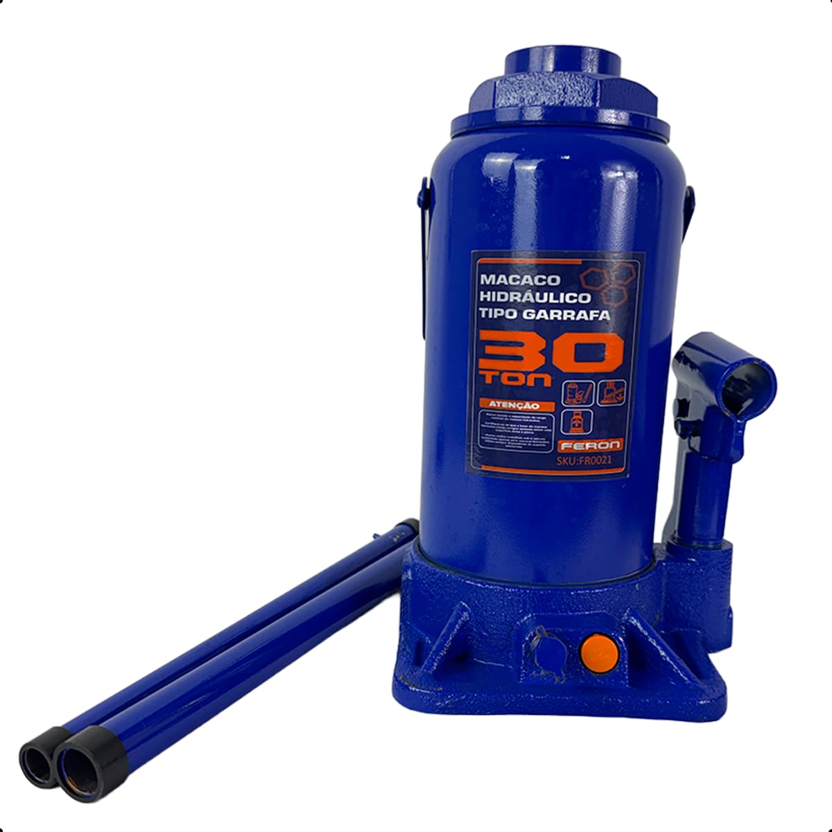 Macaco Garrafa Hidráulico 30 Toneladas Feron Reforçado Profissional para Elevação Pesada Automotiva Industrial com Base em Ferro Fundido Alta Estabilidade e Segurança