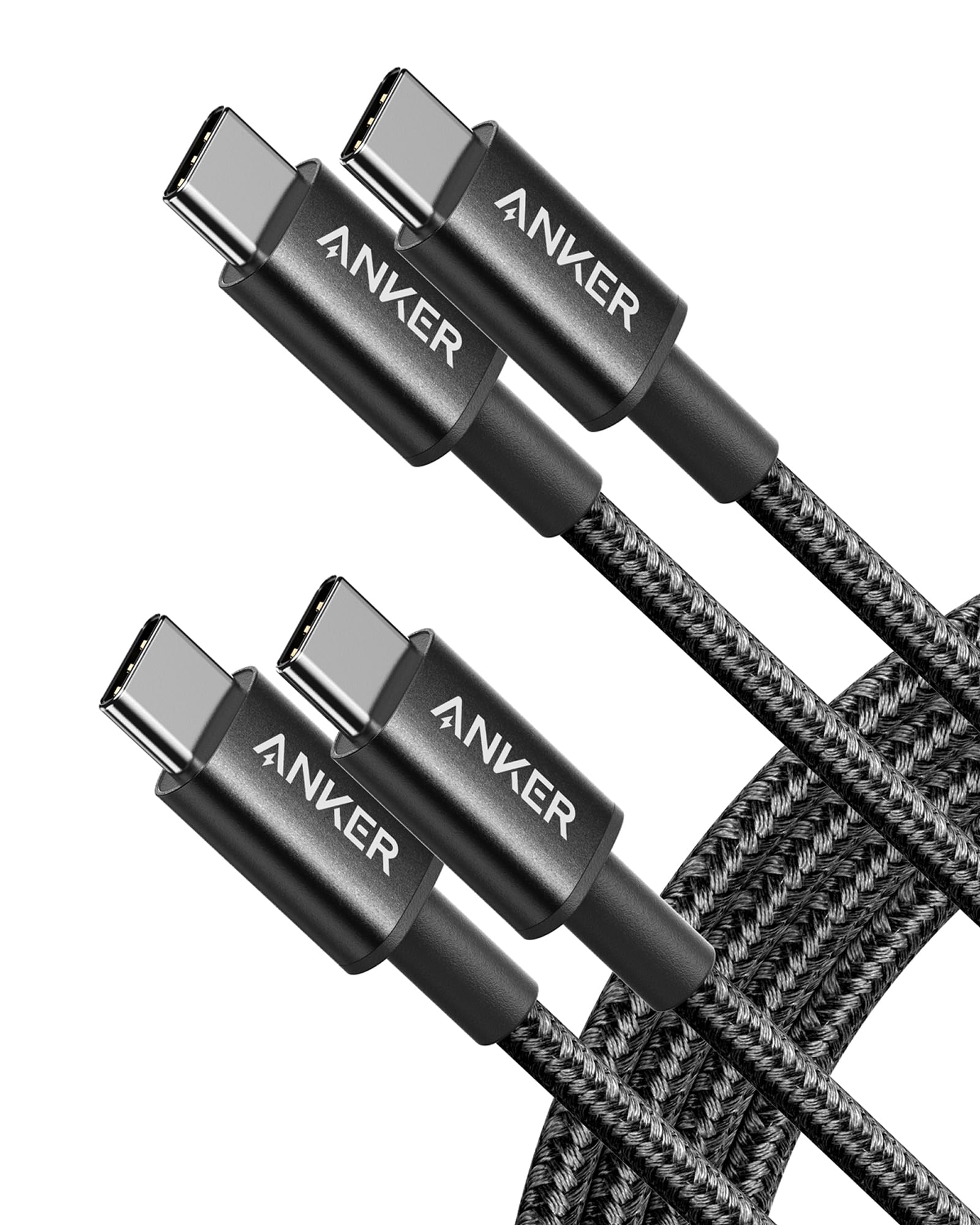 Anker Cabo USB-C para USB-C, 2 Unidades, 0,9m | Carregamento Rápido Type-C 60W para iPhone 17/16/15, Samsung, Xiaomi, Motorola, iPad, Macbook e Mais, Preto