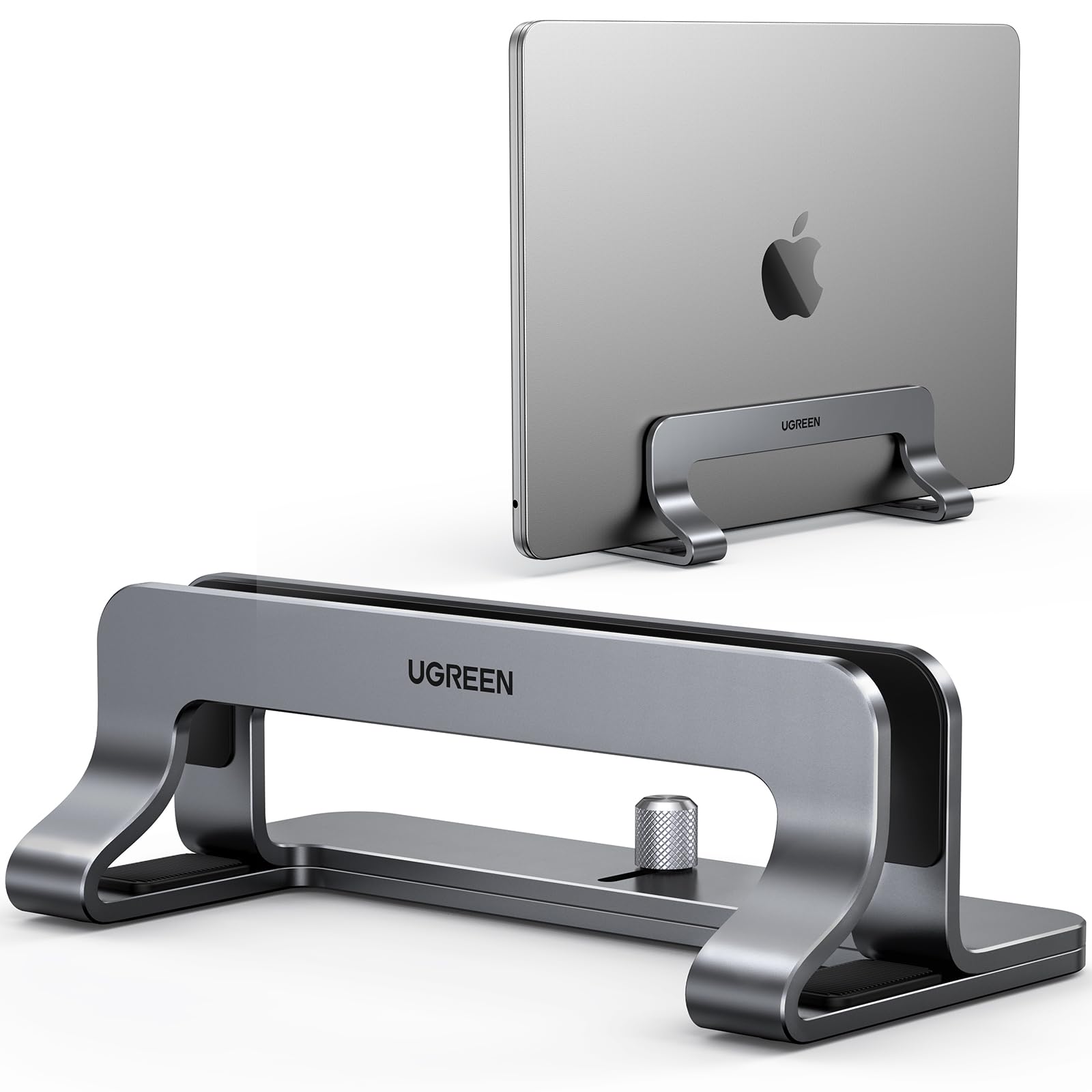 Suporte vertical para notebook UGREEN de alumínio, compatível com MacBook Pro, MacBook Air, para mesa, ajustável, para notebook de jogos de até 17,3 polegadas, prateado